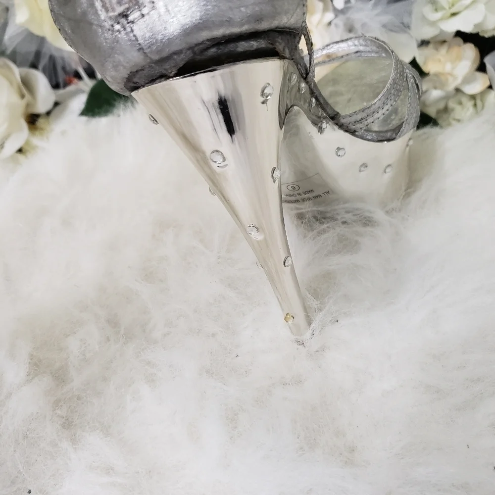 Silver Rhinestone Platform Heels - Picture 6 of 6